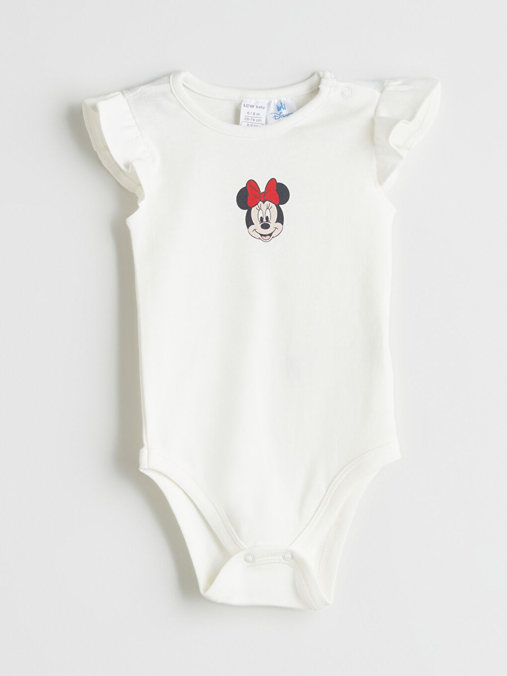Ekru Minnie Mouse Baskılı Kız Bebek Çıtçıtlı Body