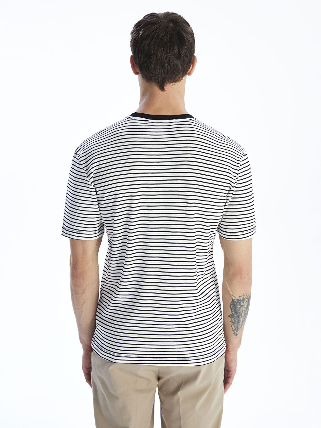 Majica za Muški sa Okruglim Izrezom i Prugama-3