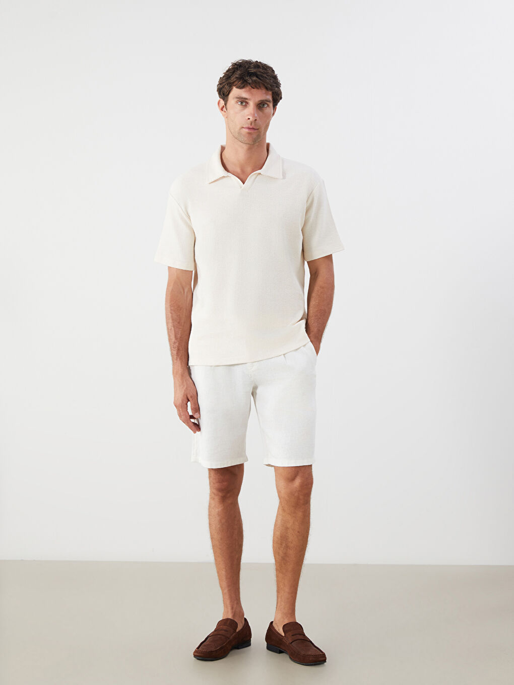 Bej Polo Yaka Erkek Tişört-1