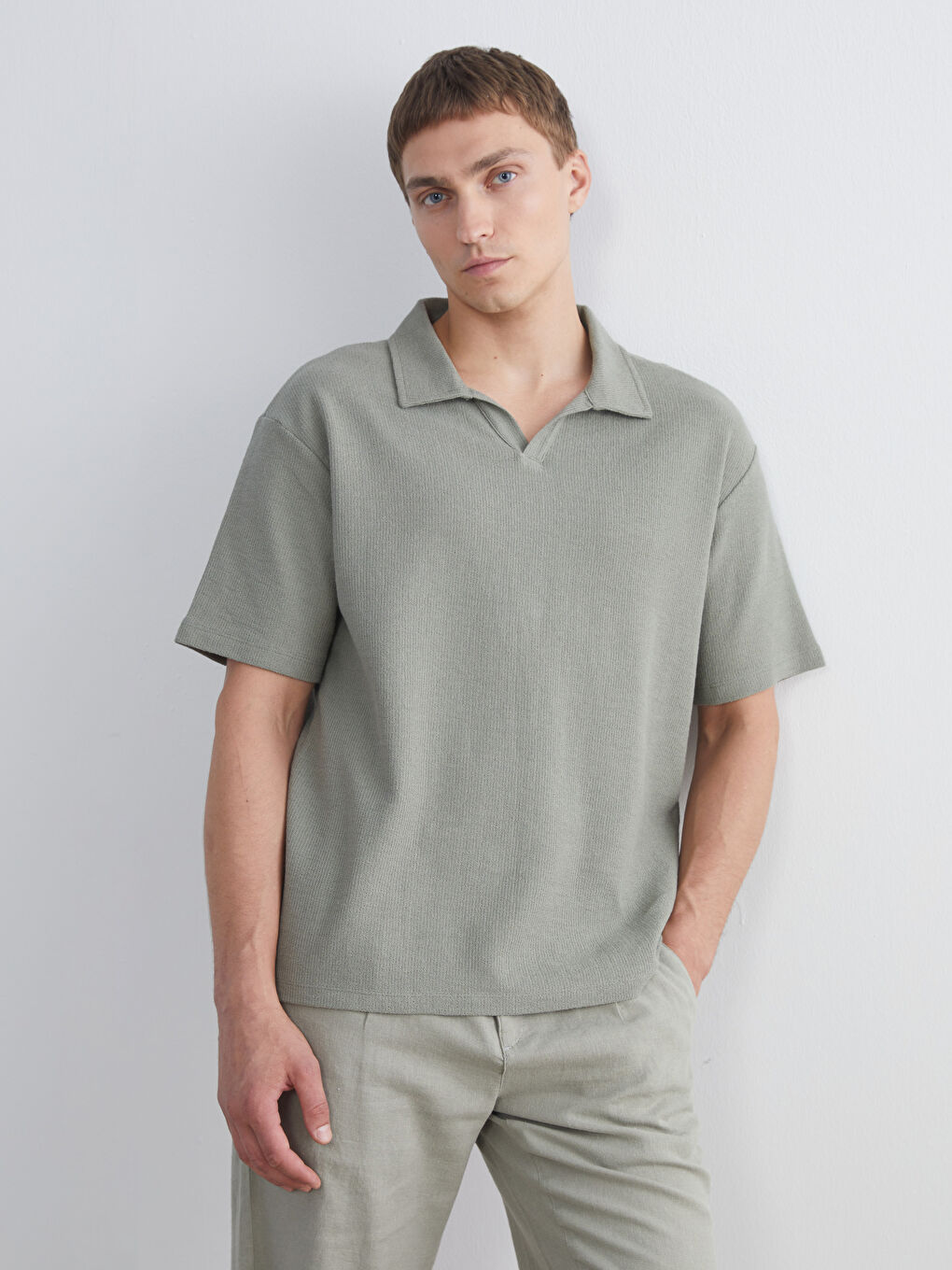 Haki Polo Yaka Erkek Tişört