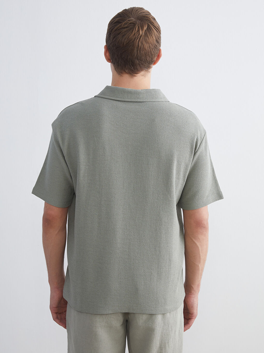 Haki Polo Yaka Erkek Tişört-3