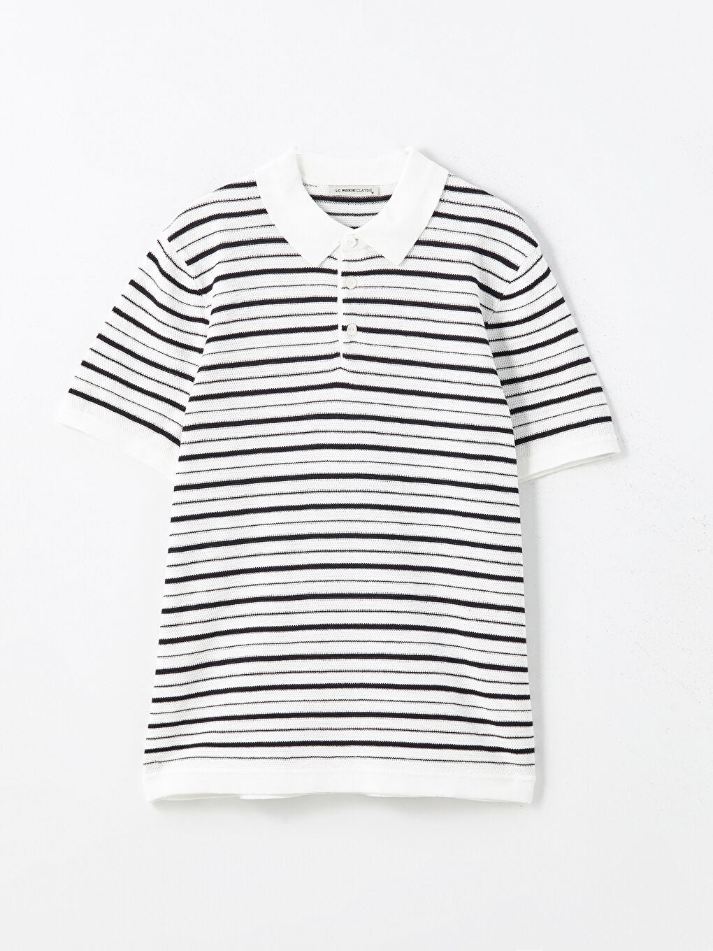 Polo Neck Short Sleeve Striped Men's Knitwear Sweater-9