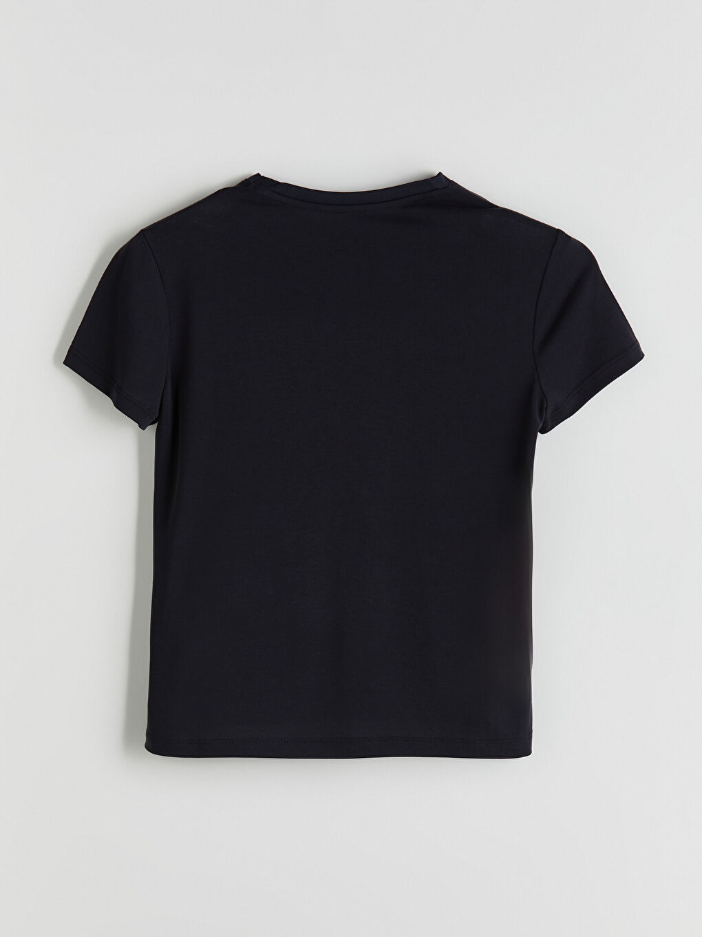 Siyah Bisiklet Yaka Kadın Spor Tişört-5