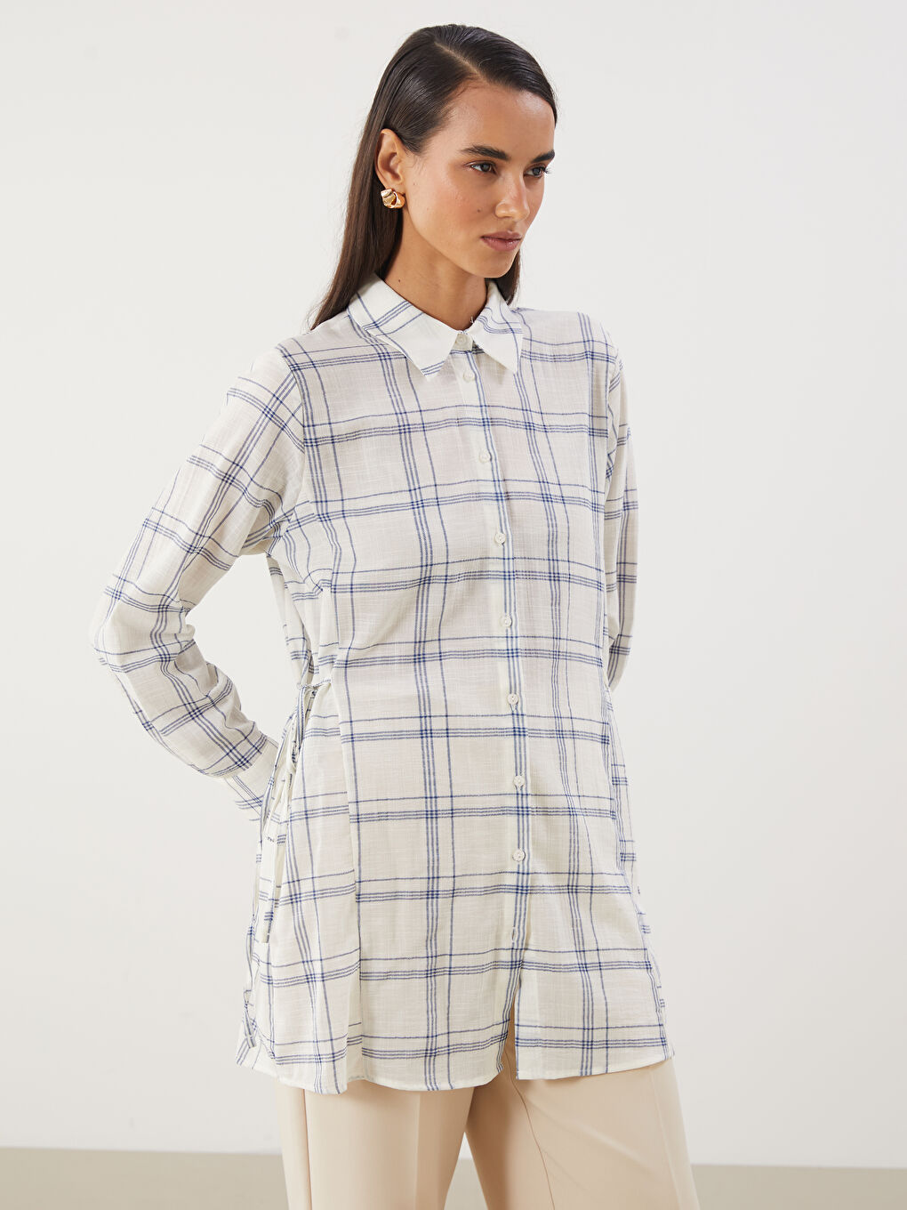 LCWAIKIKI Classic Plaid Women's Shirt Tunic -S5Q453Z8-LN6