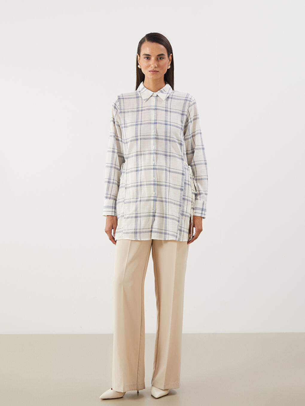 LCWAIKIKI Classic Plaid Women's Shirt Tunic -S5Q453Z8-LN6