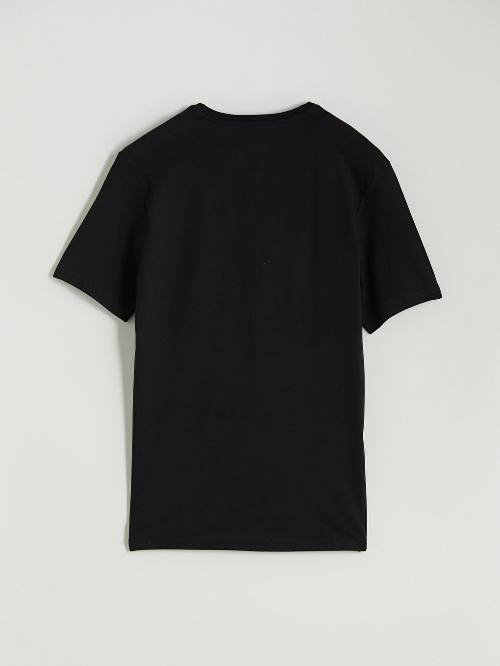 Siyah Bisiklet Yaka Kısa Kollu Erkek Pijama Üst-5