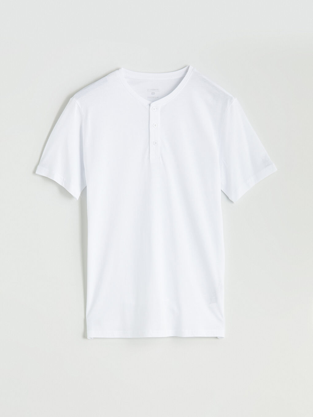 Beyaz Bisiklet Yaka Kısa Kollu Erkek Pijama Üst-4