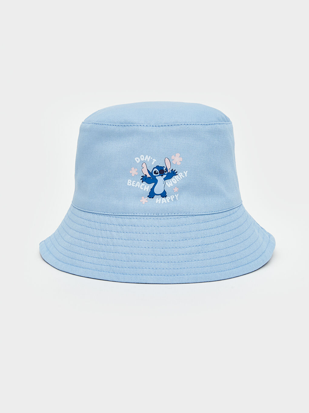 Mavi Stitch Nakışlı Kız Çocuk Bucket Şapka