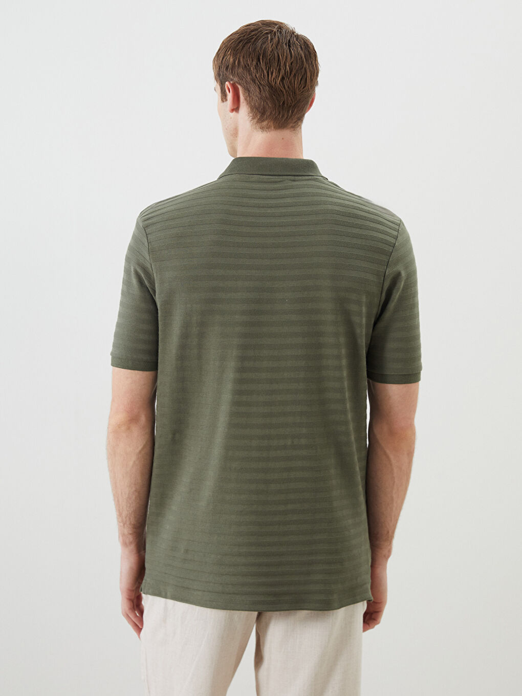 تي شيرت ياقة بولو مخطط بيكيه للرجال-3