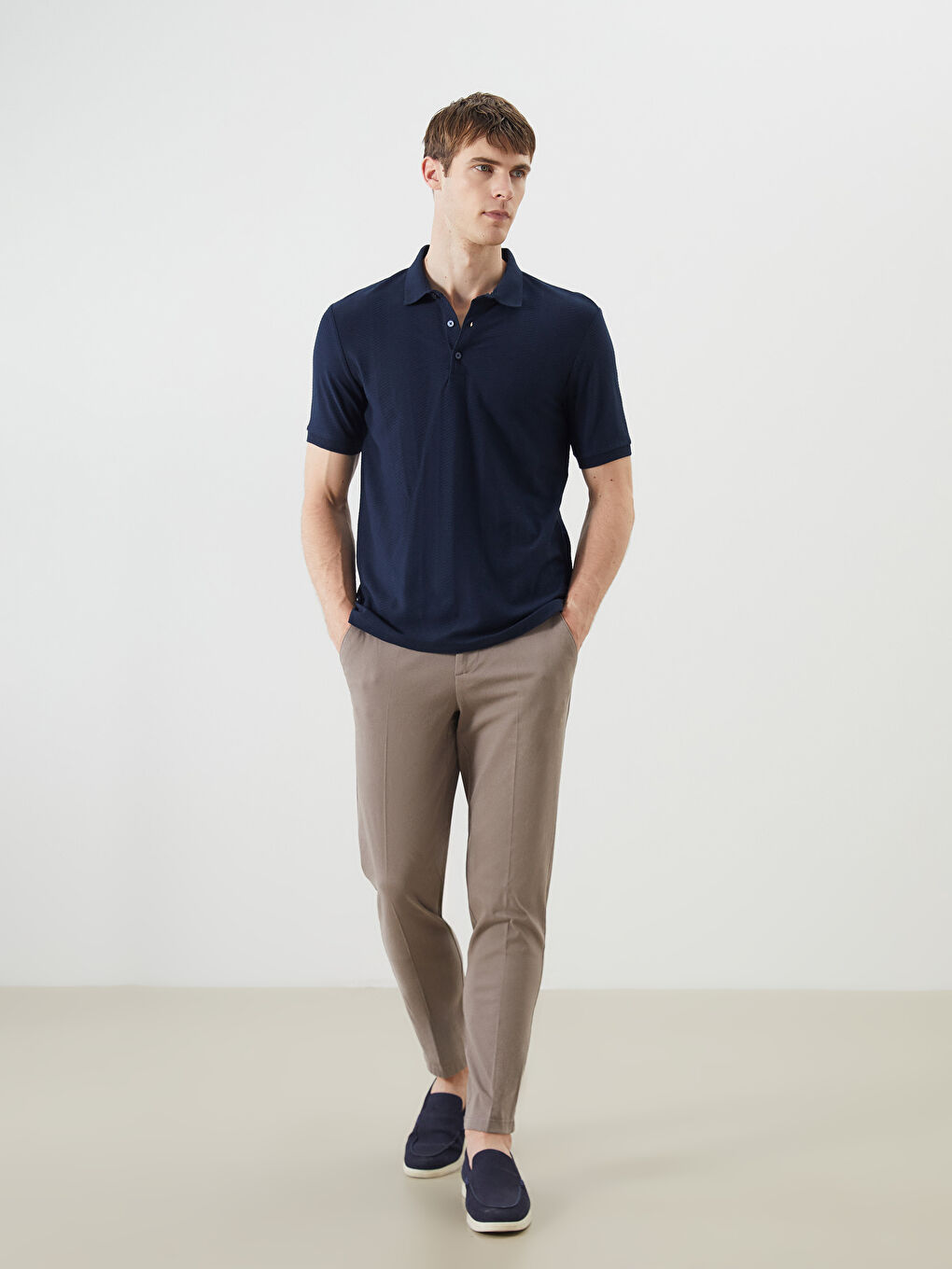 Lacivert Polo Yaka Pike Erkek Tişört-1