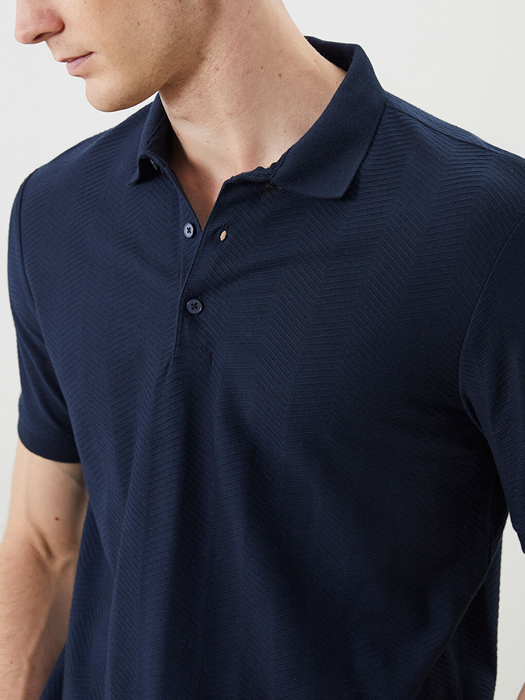 Lacivert Polo Yaka Pike Erkek Tişört-2
