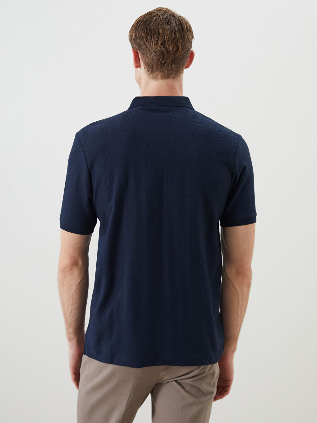 Lacivert Polo Yaka Pike Erkek Tişört-4