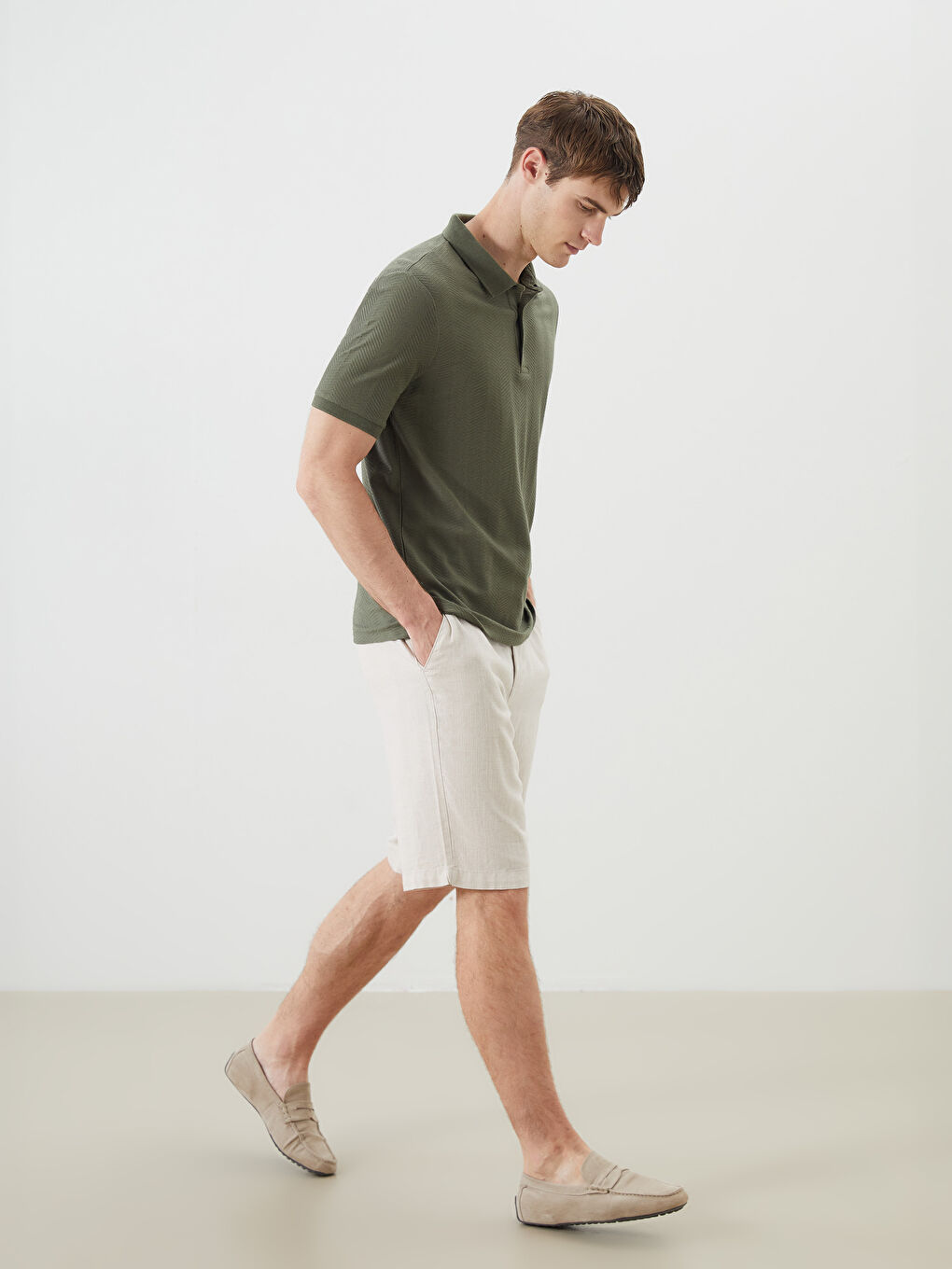 Haki Polo Yaka Pike Erkek Tişört-1