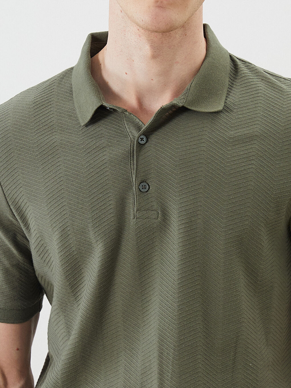 Haki Polo Yaka Pike Erkek Tişört-3