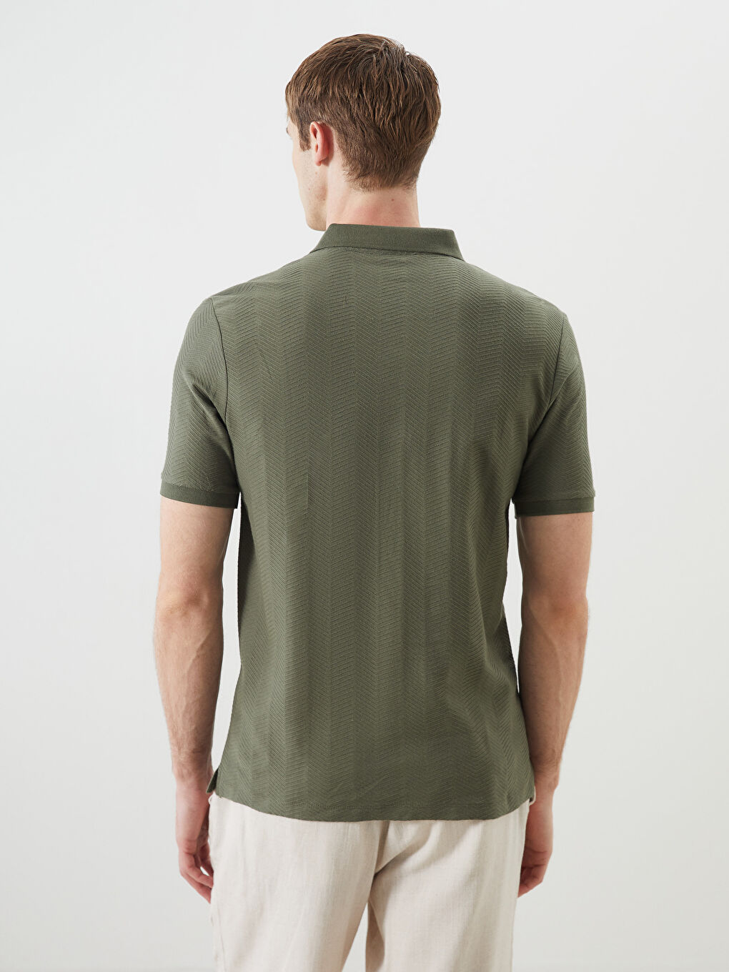 Haki Polo Yaka Pike Erkek Tişört-4