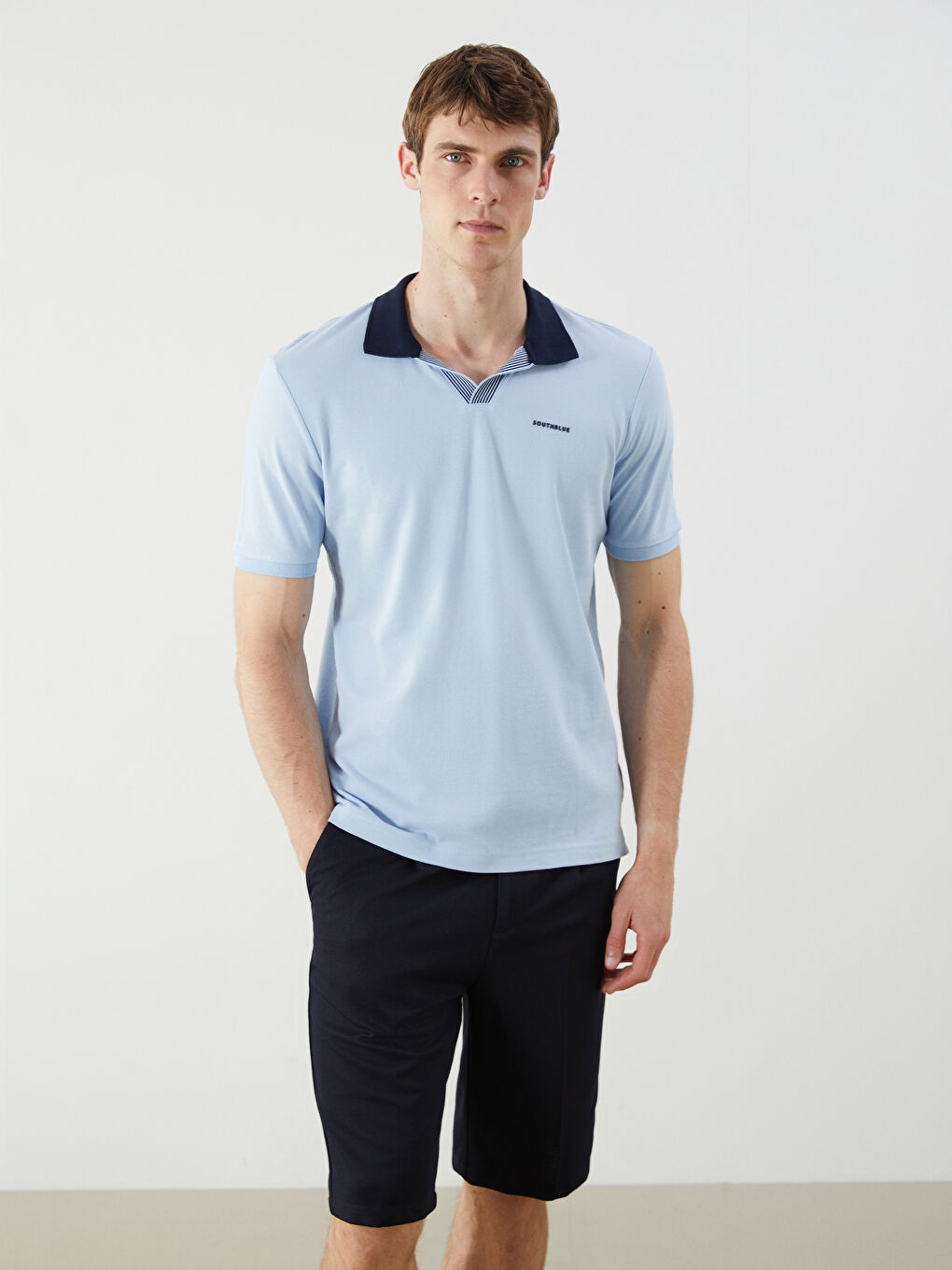 SOUTHBLUE Polo Neck Pique Men's T-Shirt -S5Q479Z8-QJH