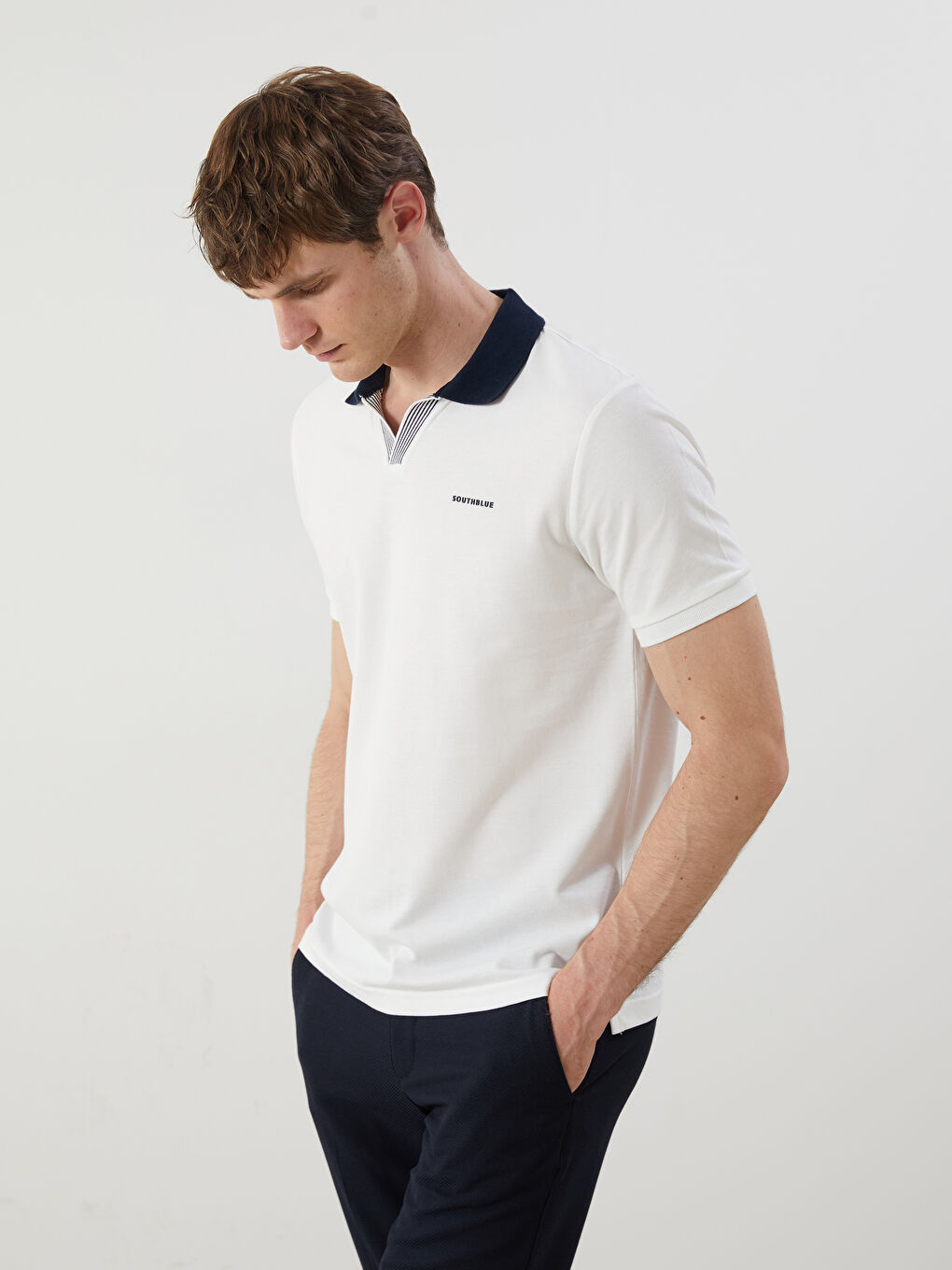 SOUTHBLUE Polo Neck Pique Men's T-Shirt -S5Q479Z8-R9J