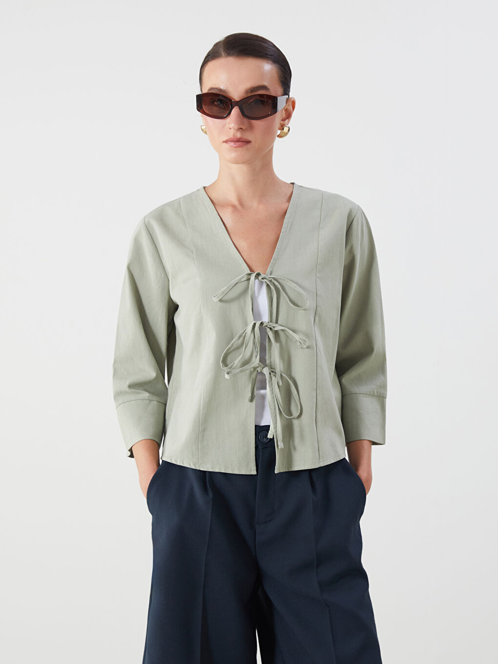 LCWAIKIKI Classic Frau GRÜN Bluse -S5Q495Z8-GGY