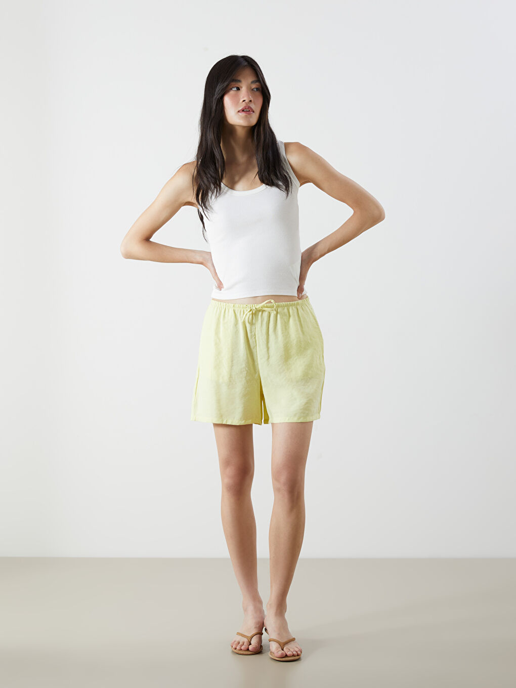 Women's Elasticated Waist Modal Blend Shorts -S5Q515Z8-CVA