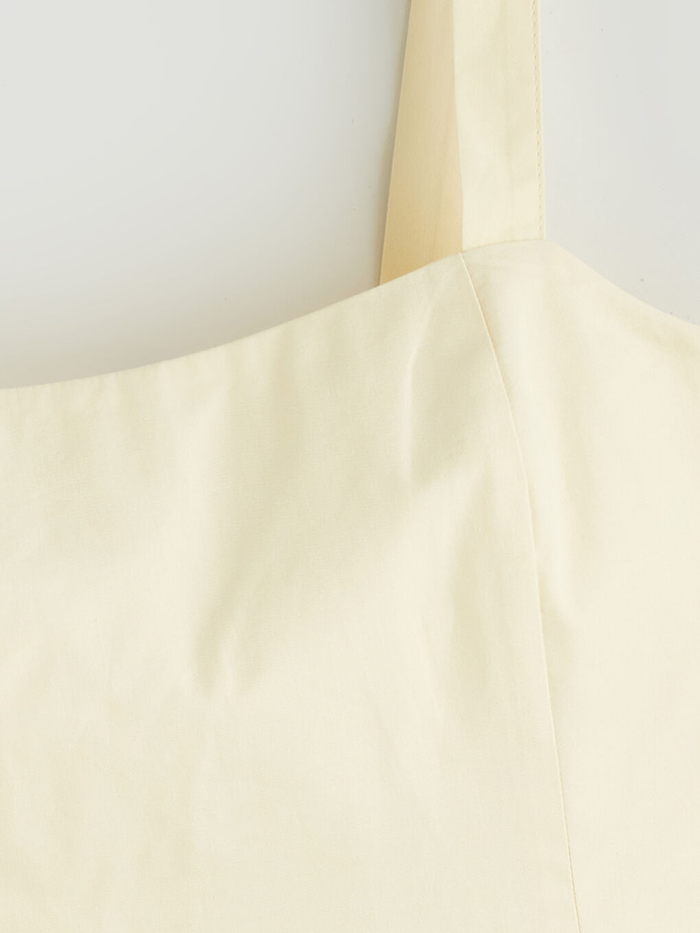 Sarı Kare Yaka Askılı Poplin Crop-5