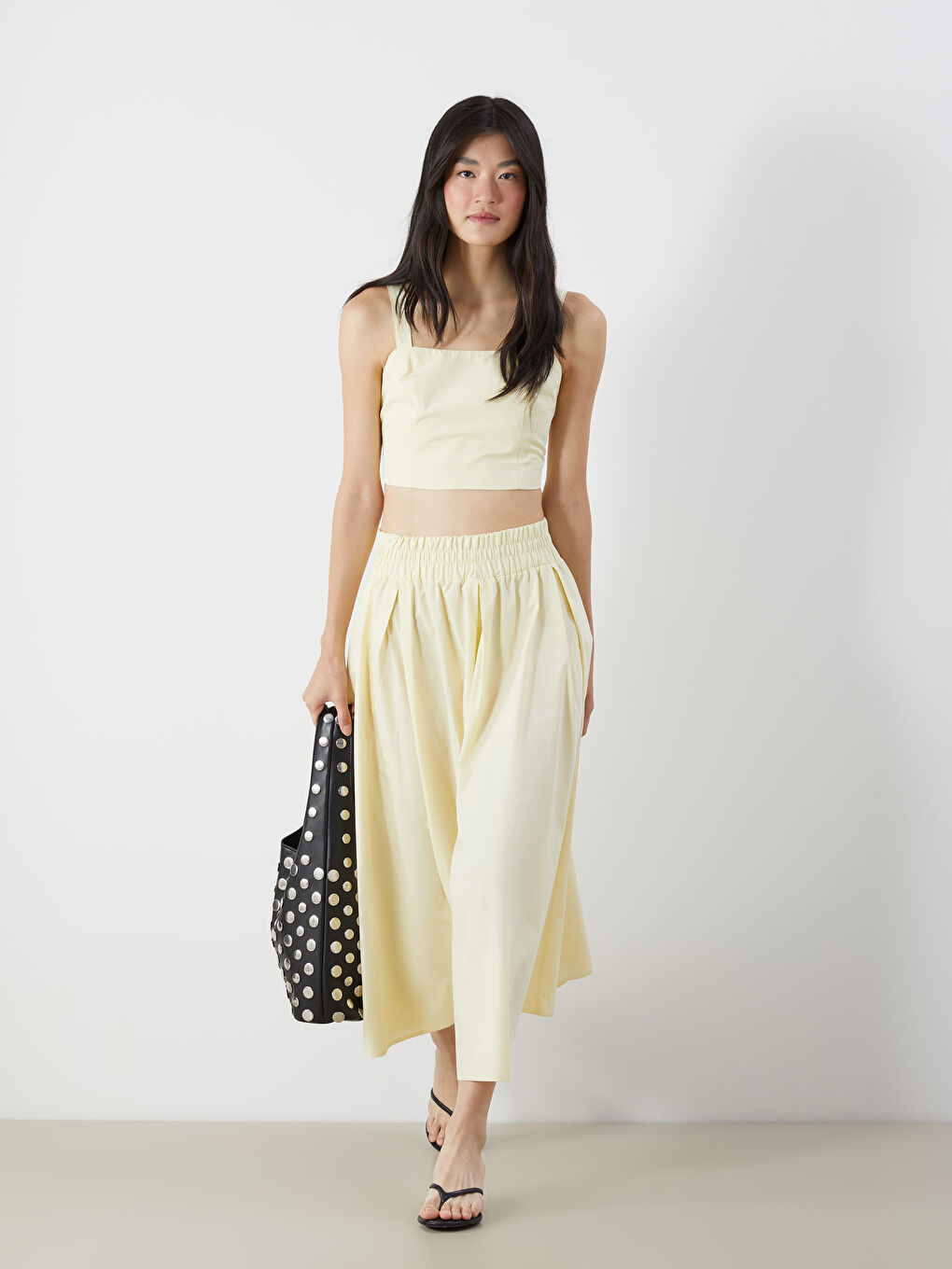 XSIDE Elasticated Waist Poplin Skirt -S5Q539Z8-CRK