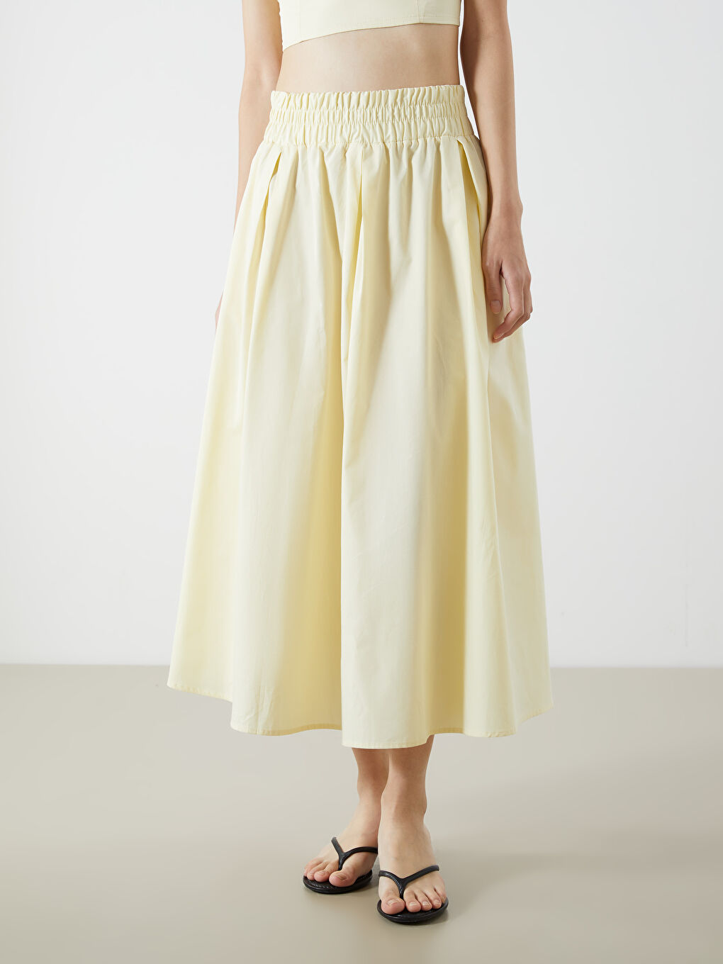 XSIDE Elasticated Waist Poplin Skirt -S5Q539Z8-CRK