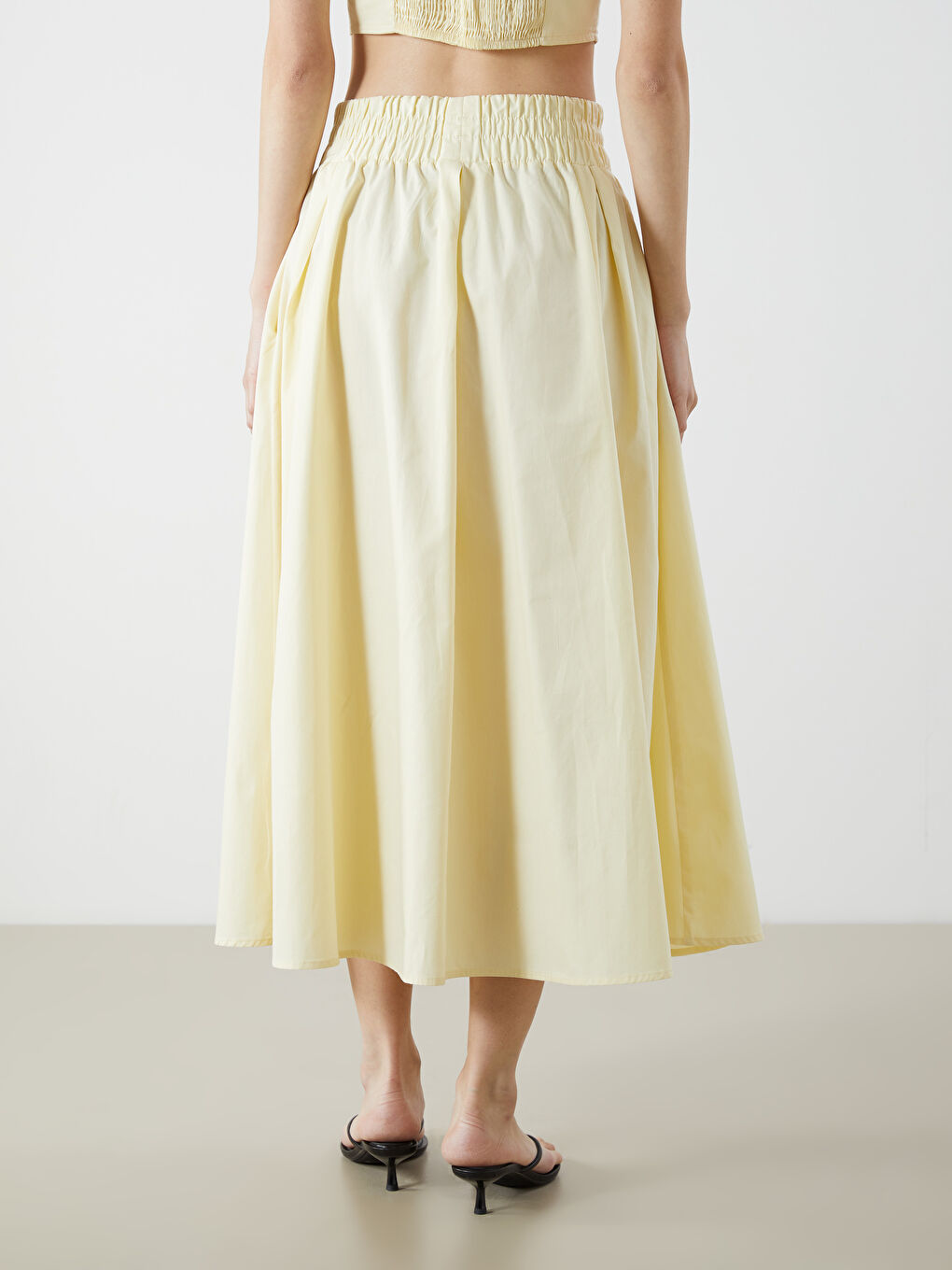 XSIDE Elasticated Waist Poplin Skirt -S5Q539Z8-CRK