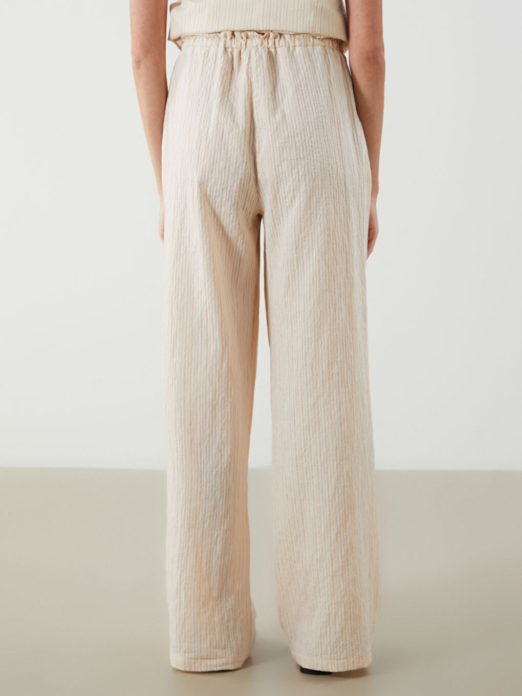 LCW Vision Elasticated Waist Striped Wide Leg Women's Trousers -S5Q561Z8-LEW