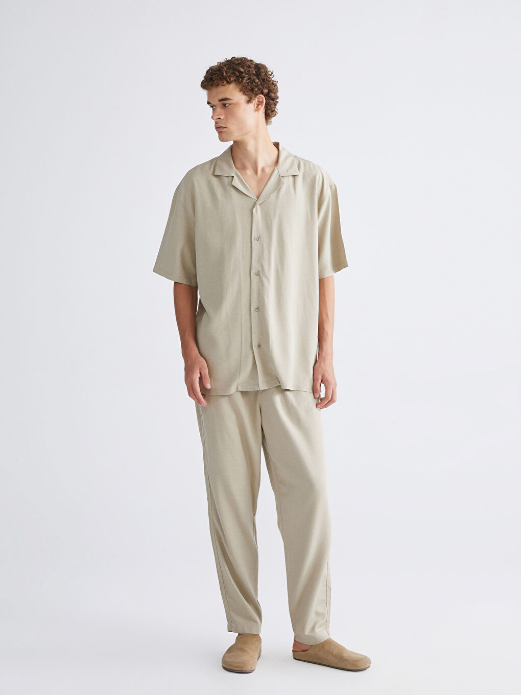 XSIDE Relaxed Fit Resort Neck Short Sleeve Linen Blend Men's Shirt -S5Q576Z8-ZT8