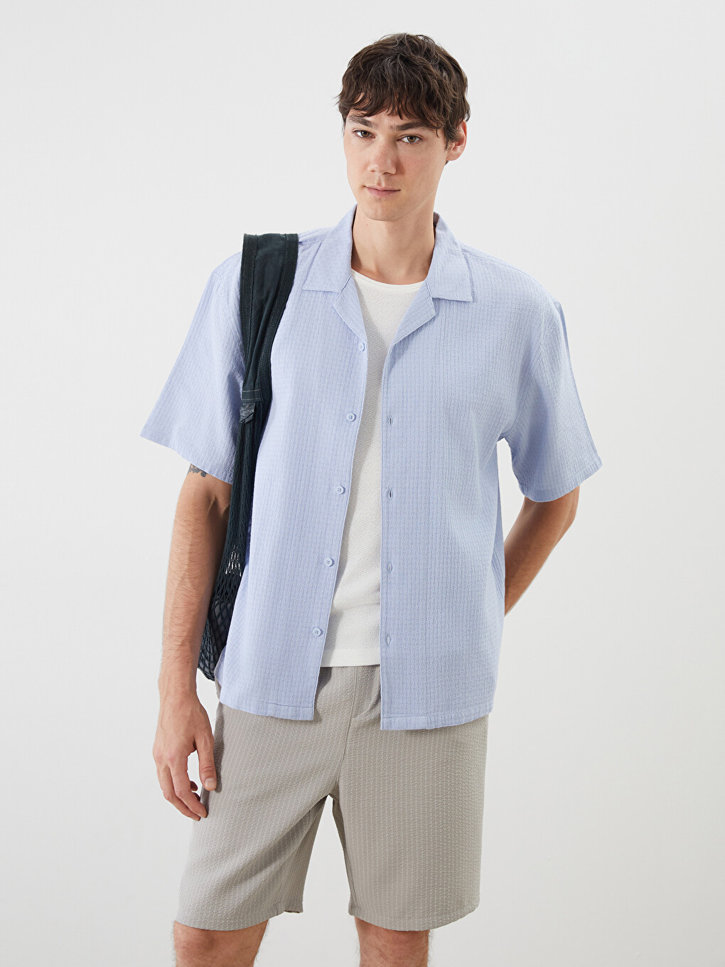 Relaxed Fit Resort Collar Short Sleeve Men's Shirt