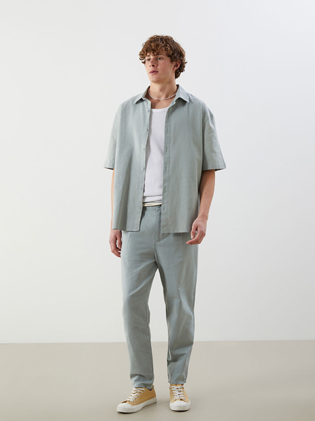 Relaxed Fit Linen Look Men's Shirt -S5Q585Z8-Z6D