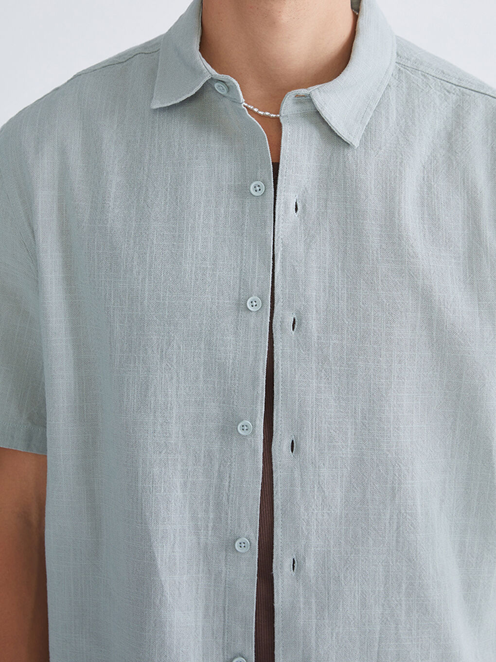 قميص رجال واسع مظهر الكتان-4