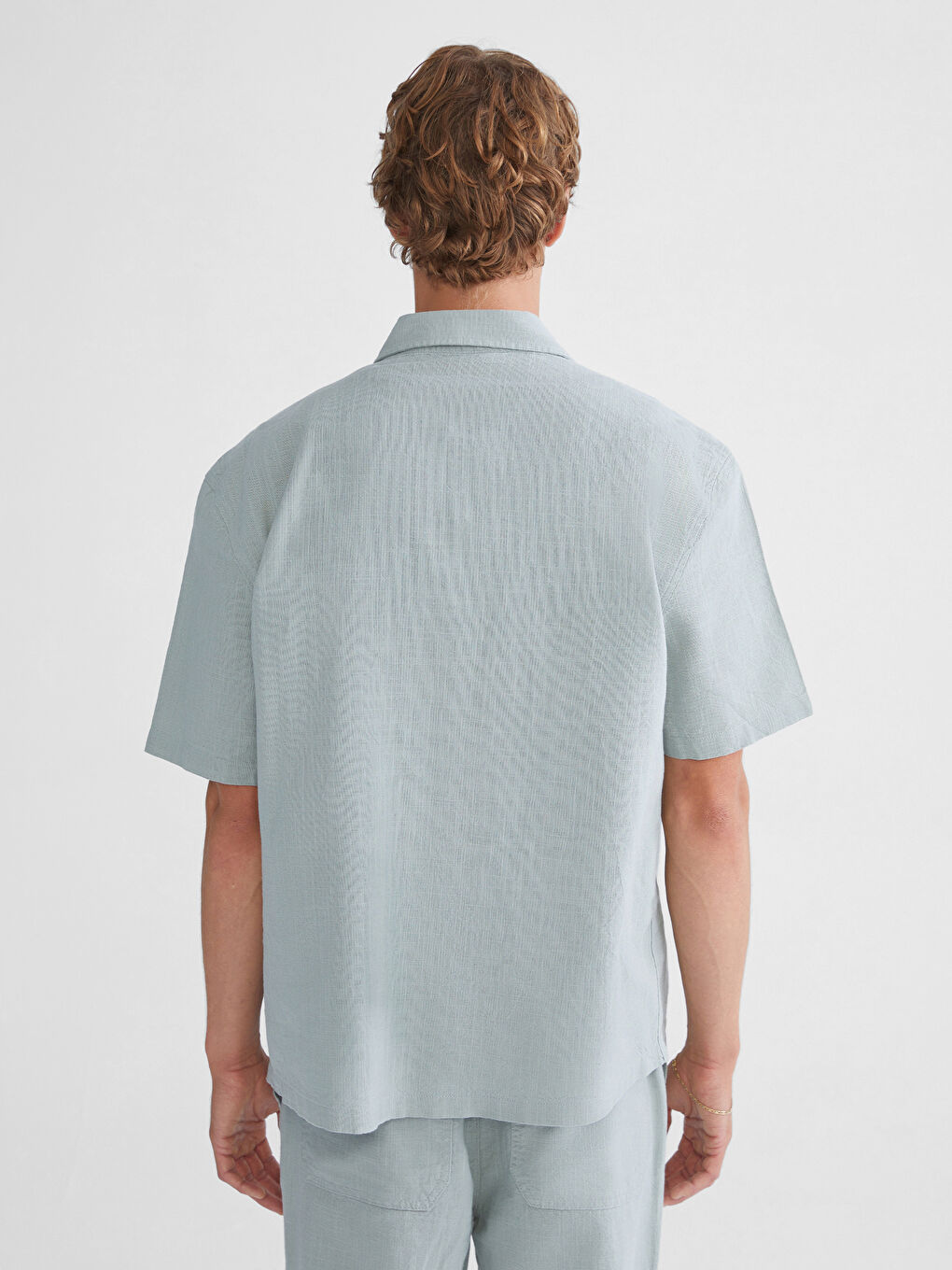 قميص رجال واسع مظهر الكتان-6