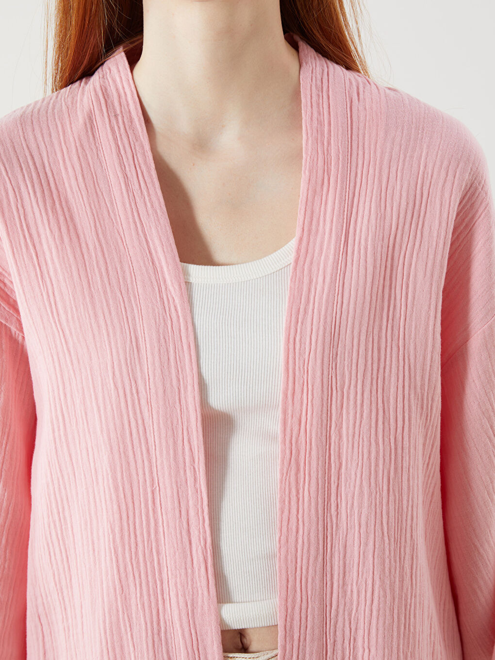 XSIDE Shawl Collar Textured Oversize Women's Kimono -S5Q596Z8-YQ2