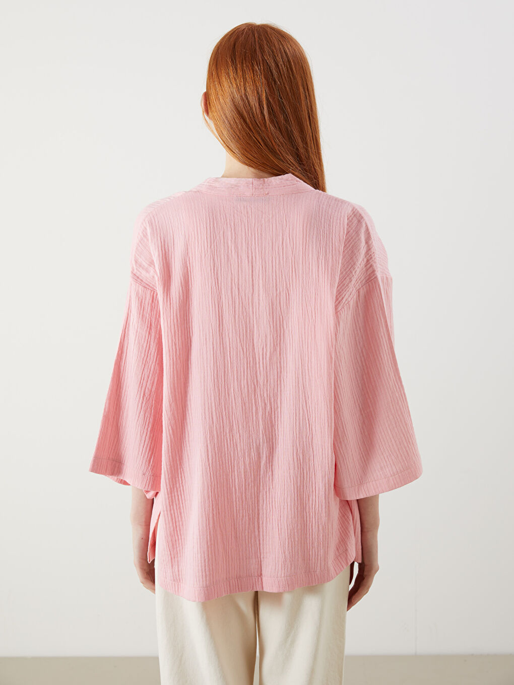 XSIDE Shawl Collar Textured Oversize Women's Kimono -S5Q596Z8-YQ2