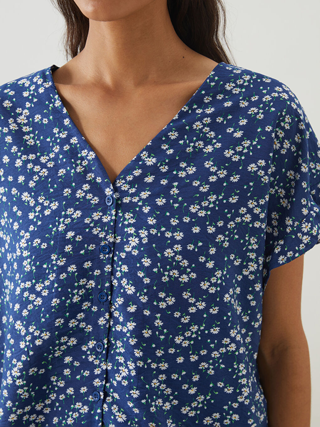 V Neck Floral Women's Shortie Pyjama Set -S5Q613Z8-LSJ