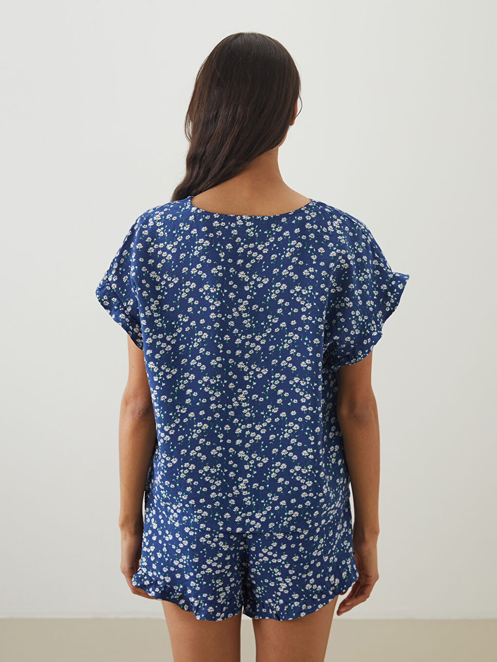 V Neck Floral Women's Shortie Pyjama Set -S5Q613Z8-LSJ