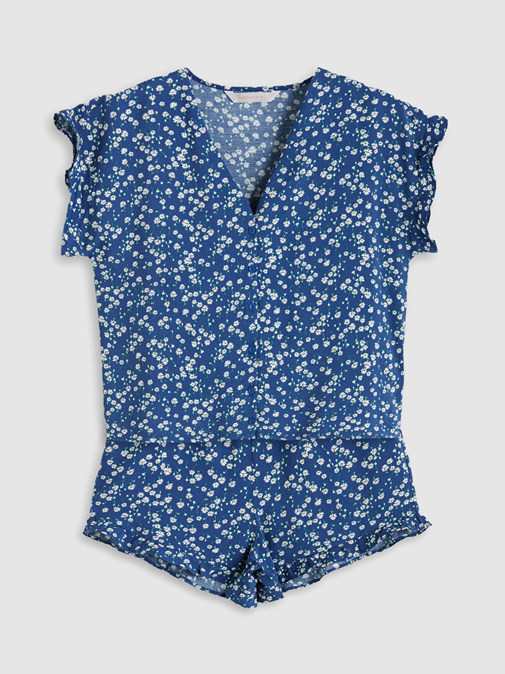 V Neck Floral Women's Shortie Pyjama Set -S5Q613Z8-LSJ