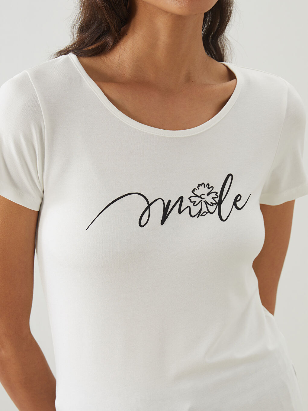 Lacivert Bisiklet Yaka Çiçekli Kadın Kaprili Pijama Takımı-2