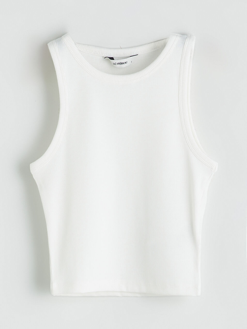 Beyaz Bisiklet Yaka Kadın Crop Atlet 2'li-12