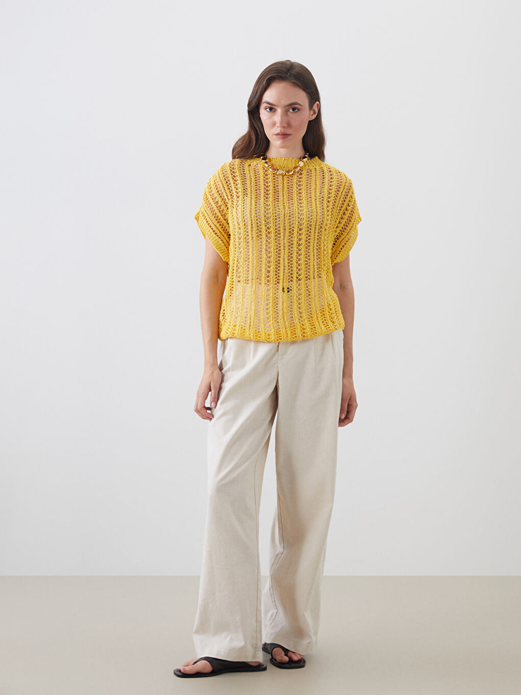 Crew Neck Hole-Knitted Women's Knitwear Sweater Vest -S5Q636Z8-CRK
