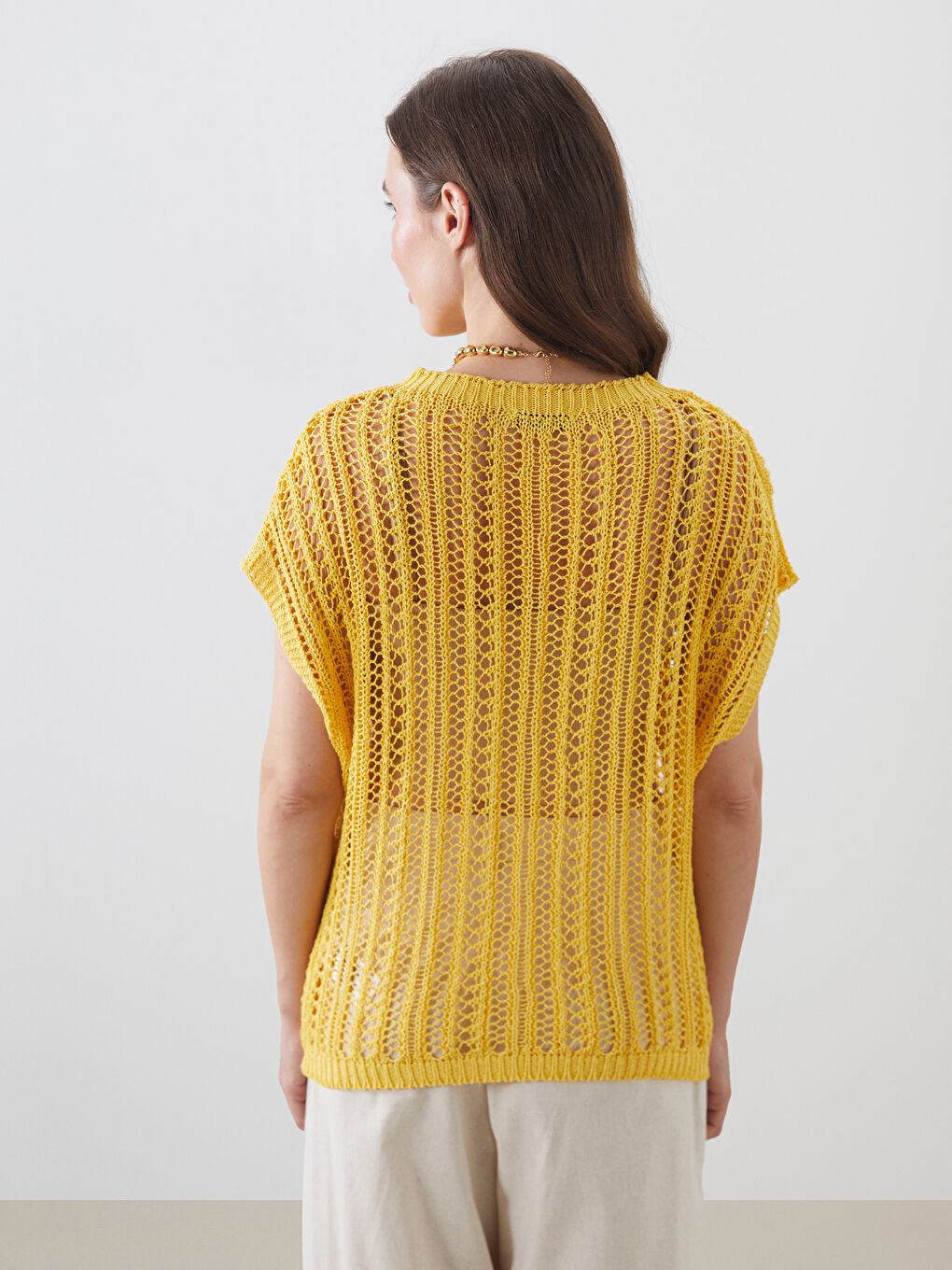 Crew Neck Hole-Knitted Women's Knitwear Sweater Vest -S5Q636Z8-CRK