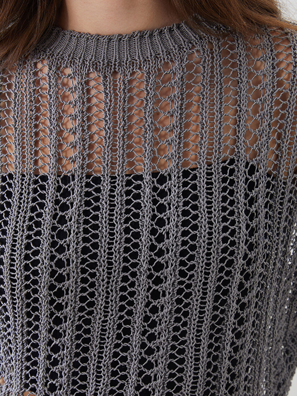 Crew Neck Hole-Knitted Women's Knitwear Sweater Vest -S5Q636Z8-CTK