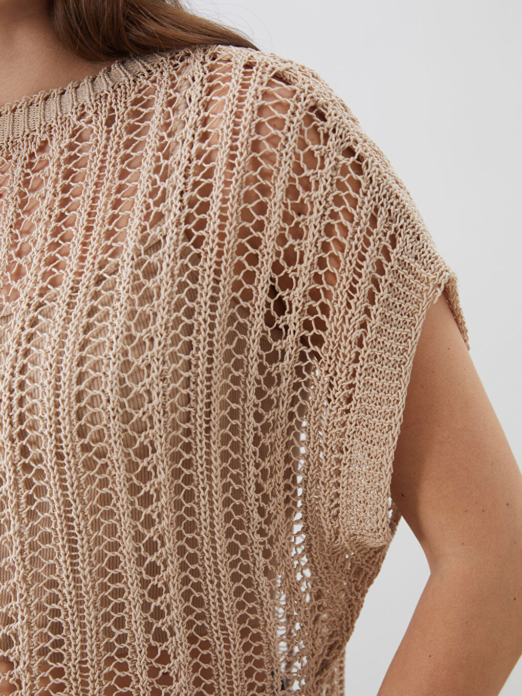 Crew Neck Hole-Knitted Women's Knitwear Sweater Vest -S5Q636Z8-CWP
