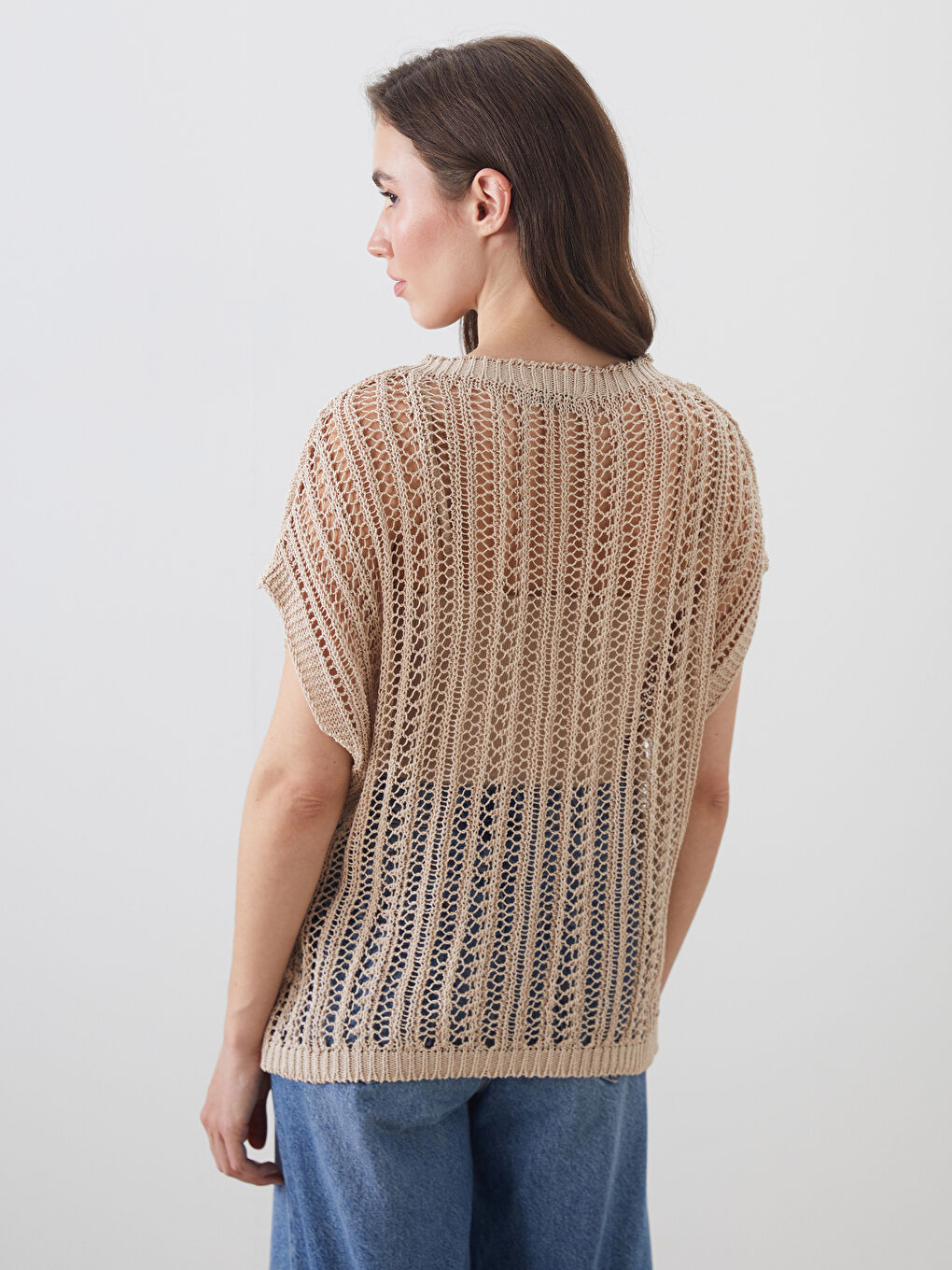 Crew Neck Hole-Knitted Women's Knitwear Sweater Vest -S5Q636Z8-CWP