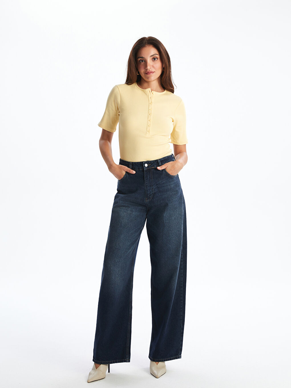 Crew Neck Textured Women's T-Shirt -S5Q641Z8-FUN