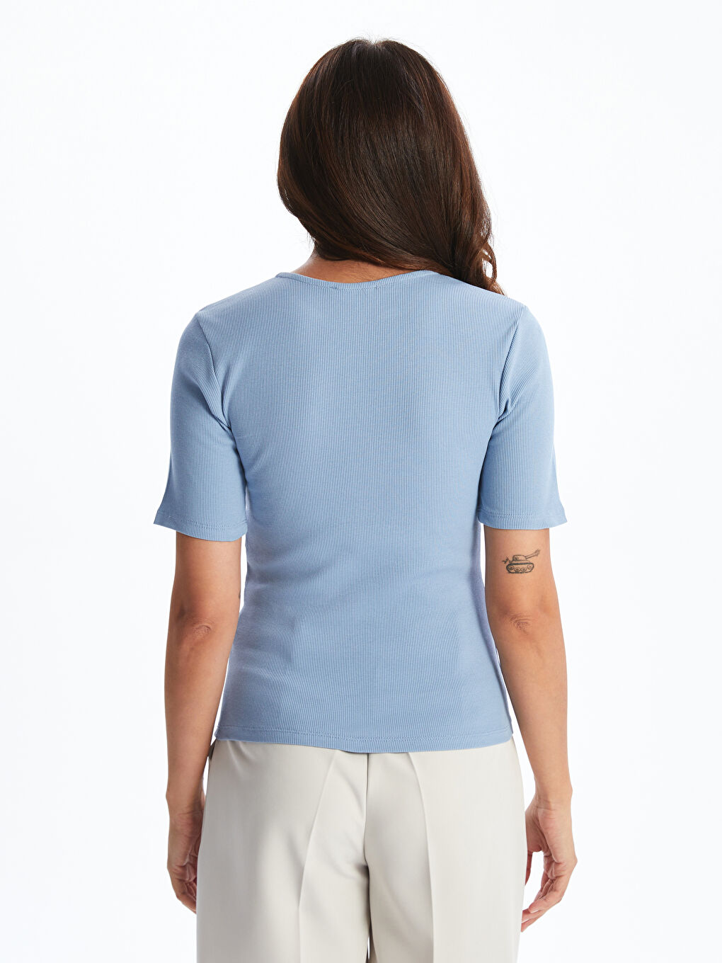 Crew Neck Textured Women's T-Shirt -S5Q641Z8-QZA