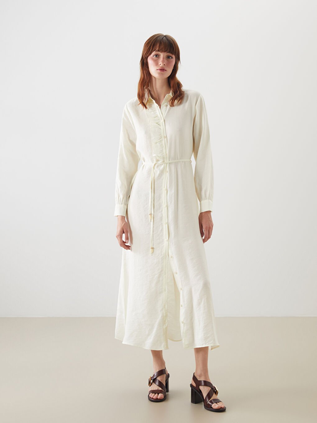 LCWAIKIKI Classic Woman YELLOW Shirt Dress -S5Q657Z8-ZVF