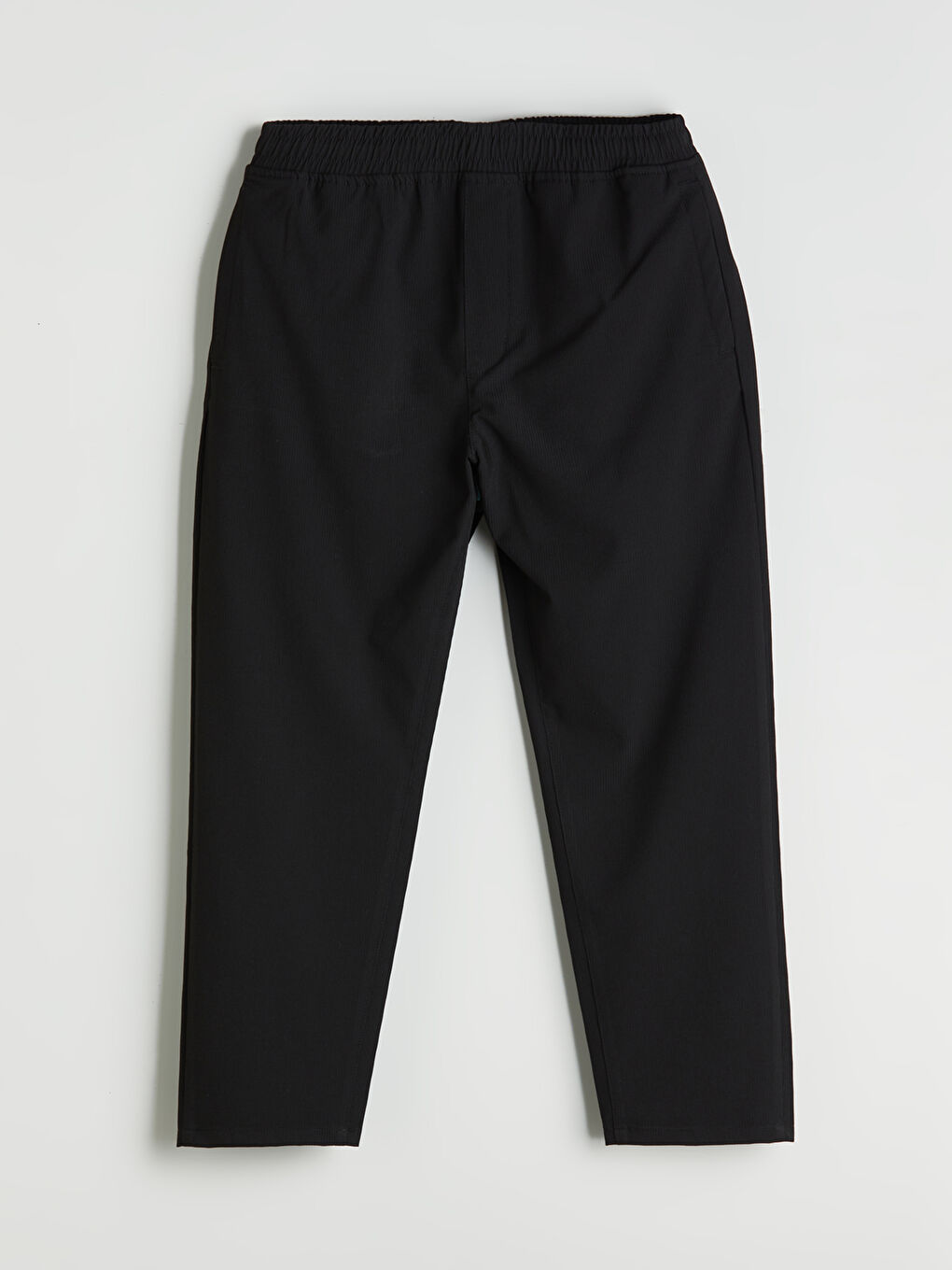 Siyah Standart Kalıp Armürlü Erkek Pantolon-4