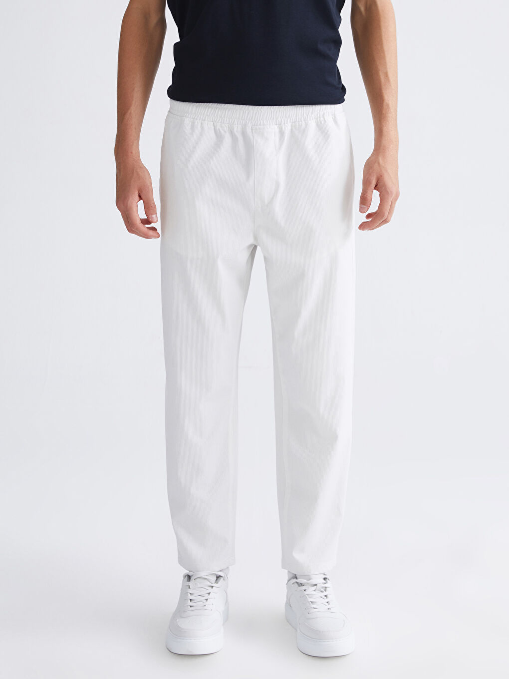 Ekru Standart Kalıp Armürlü Erkek Pantolon-1